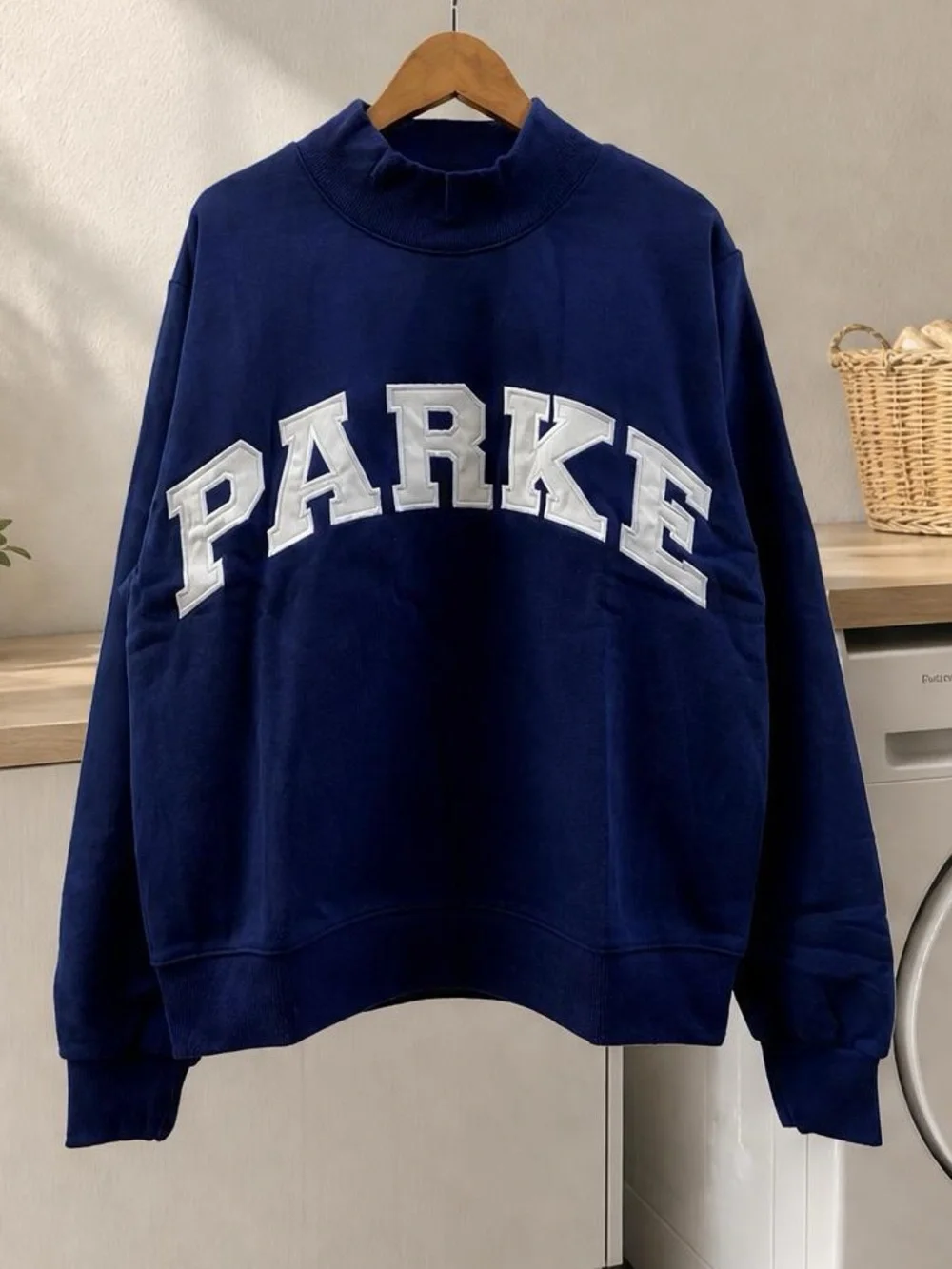 Parker Navy Cowl-Neck Sweatshirt with White Logo